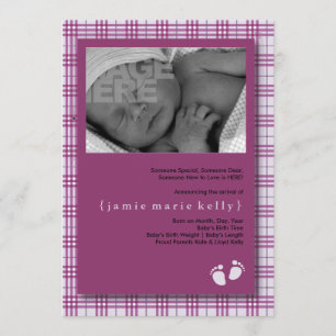 Baby: Födelsemeddelande - Ljus Lila Play Meddelande
