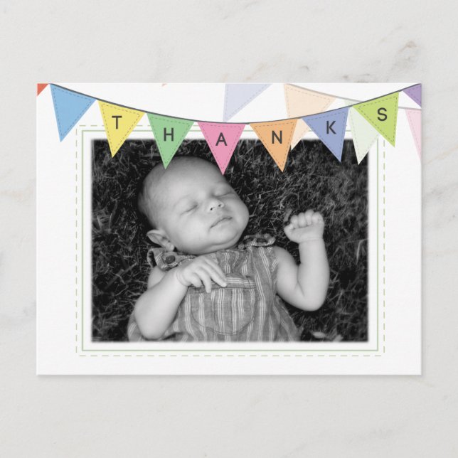 Baby födelsemeddelande Tack Fotovykort Meddelande Vykort (Framsida)