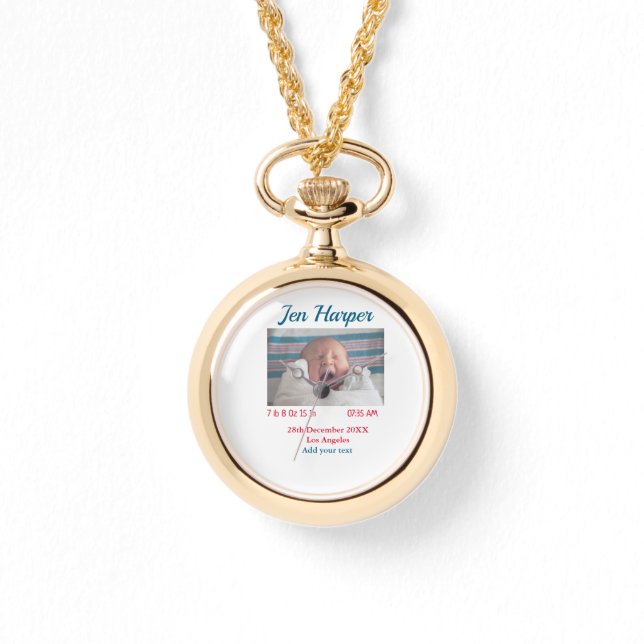 Baby födelsestatus lägga till namn ställe keepsaké armbandsur (Framsida)