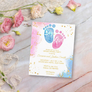 Baby föds rosa blå gender visar inbjudan