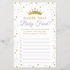 Baby Food Guessing Baby Shower-spel Flygblad