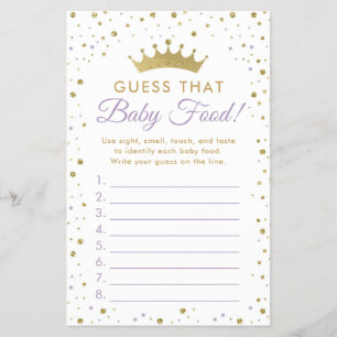 Baby Food Guessing Baby Shower-spel Flygblad