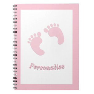 Baby Footprint Infant Girl Rosa Tiny Feet Nursery Anteckningsbok
