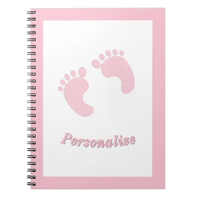 Baby Footprint Infant Girl Rosa Tiny Feet Nursery Anteckningsbok (Framsidan)