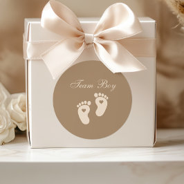 Baby Footprint Team Boy Brown Gender Reveal Runt Klistermärke