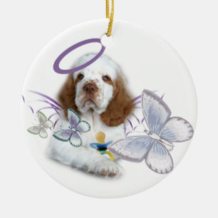Baby för ängel för Clumber Spaniel Julgransprydnad Keramik