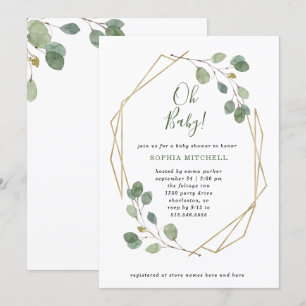 Baby för baby shower för Eucalyptusgrönska Inbjudningar