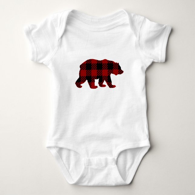 Baby för buffelplädbjörn t shirt (Framsida)