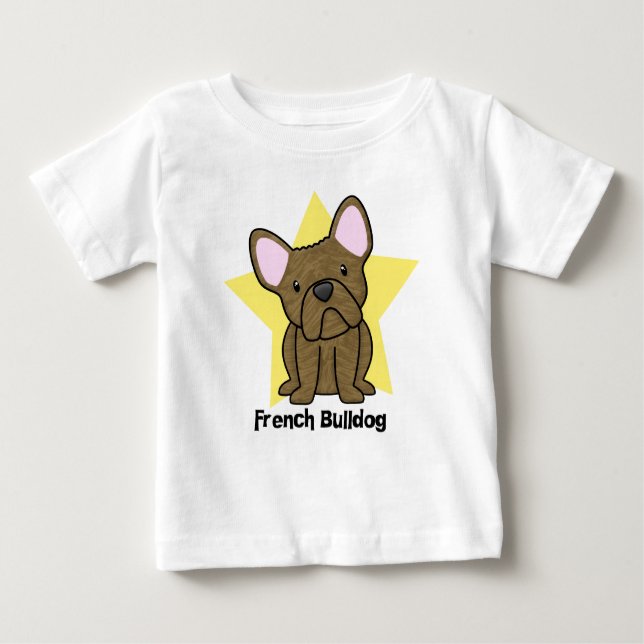 Baby för bulldogg för Kawaii stjärna Brindle T-shirt (Framsida)