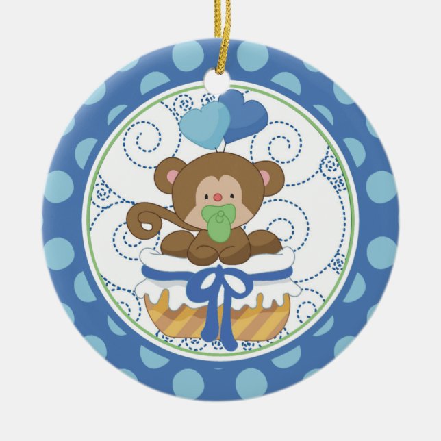 Baby för första dyrbar apa julprydnad julgransprydnad keramik (Framsidan)
