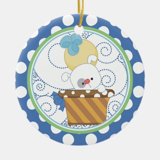 Baby för första dyrbar valp julprydnad julgransprydnad keramik (Framsidan)