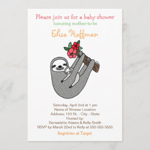 Baby för mamma för Sloth för Slothbaby Inbjudningar