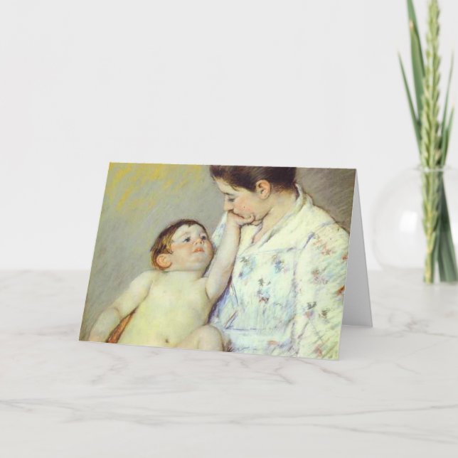 Baby först Caress. c. 1890, Mary Cassatt Kort (Framsida)