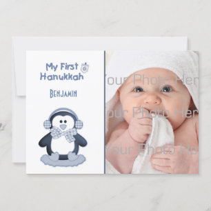 Baby först Hanukkah, Penguin, fotokort Inbjudningar