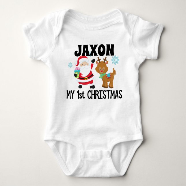 Baby första 1st julSanta ren T Shirt (Framsida)