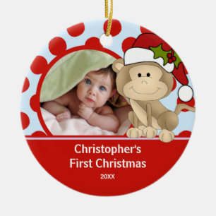 Baby första apa för prydnad för julfoto julgransprydnad keramik