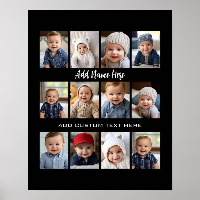 Baby första år Poster/skriv ut kollage - kan ändra Poster (Framsidan)