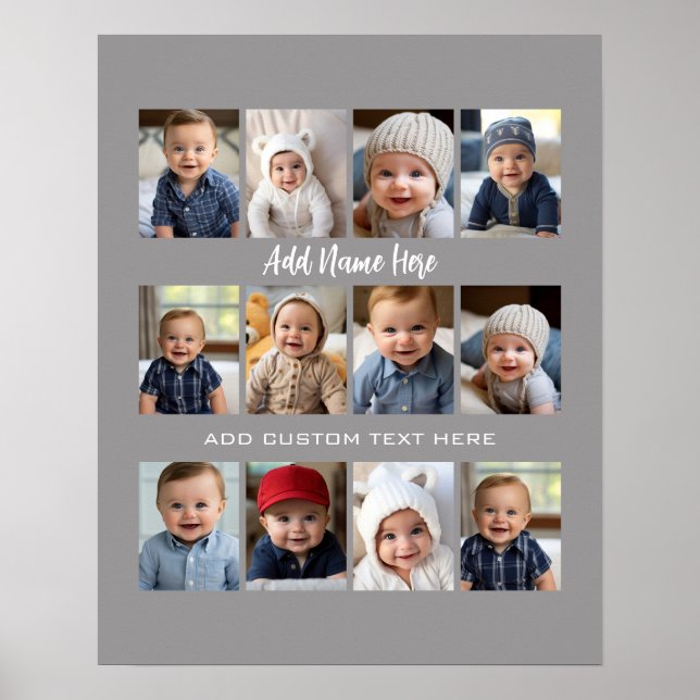 Baby första år Poster/skriv ut kollage - kan ändra Poster (Framsidan)