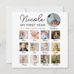 Baby första året 12 månader Fotokollage Modern