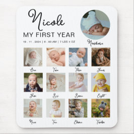 Baby första året 12 månader Fotokollage Modern Musmatta