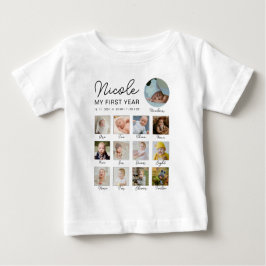 Baby första året 12 månader Fotokollage Modern T Shirt