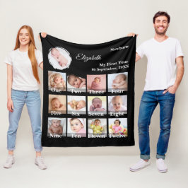 Baby Första Året 12 Månaders Fotokollage  Milstolp Fleecefilt