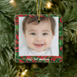 Baby första christamas med namn julgransprydnad keramik