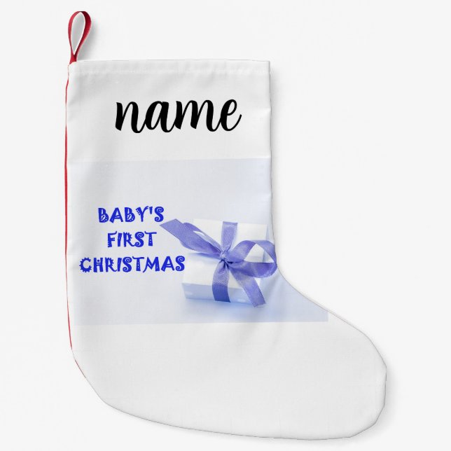 baby första christmas blue liten julstrumpa (Framsidan)