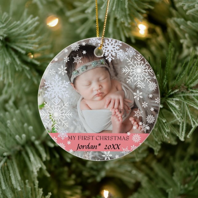 Baby första christmas snöflingor julgransprydnad keramik (Träd)
