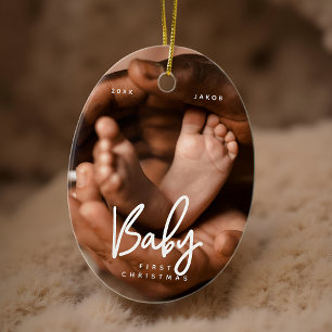Baby Första Eleganten Modern  Chic Photo Julgransprydnad Keramik