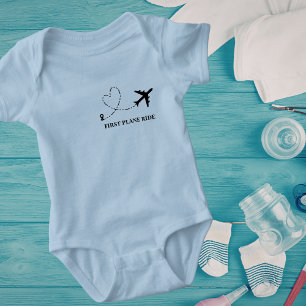 Baby Första Flygplansresa Blå Resa Anpassad T Shirt