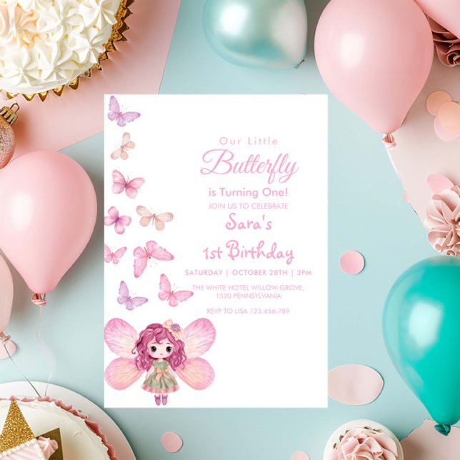 baby första födelsedag LItlle Butterfly Party Inbjudningar (Skapare uppladdad)