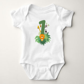 Baby första födelsedagsdräkt - Vild 1 jungle T T Shirt