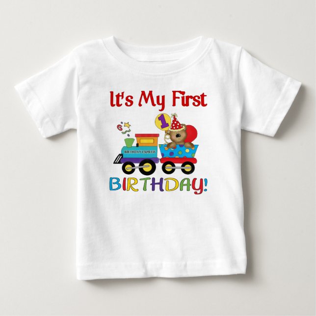 Baby första födelsedagtåg tee shirt (Framsida)