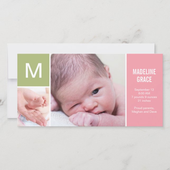 Baby - första födelsemeddelandet - Rosa Meddelande (Framsida)