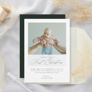 Baby första Grönt för minimalistisk julskript Julkort