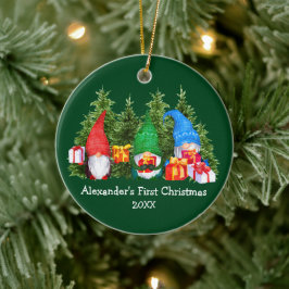 Baby Första Grönten av  Vattensfärg Gnomes Julgransprydnad Keramik