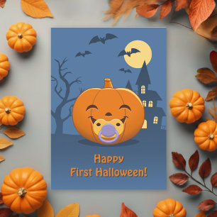 Baby första Halloween-napp Pumpor Julkort