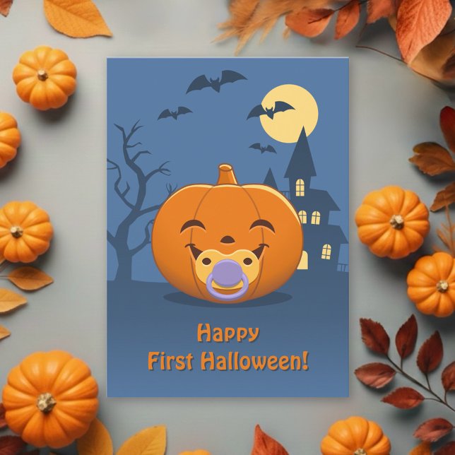 Baby första Halloween-napp Pumpor Julkort (Skapare uppladdad)