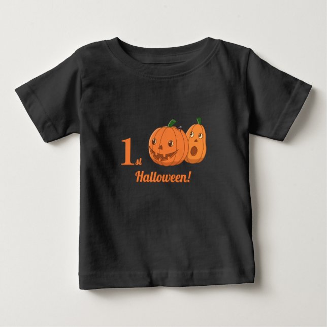 Baby Första Halloween Pumpa T Shirt (Framsida)