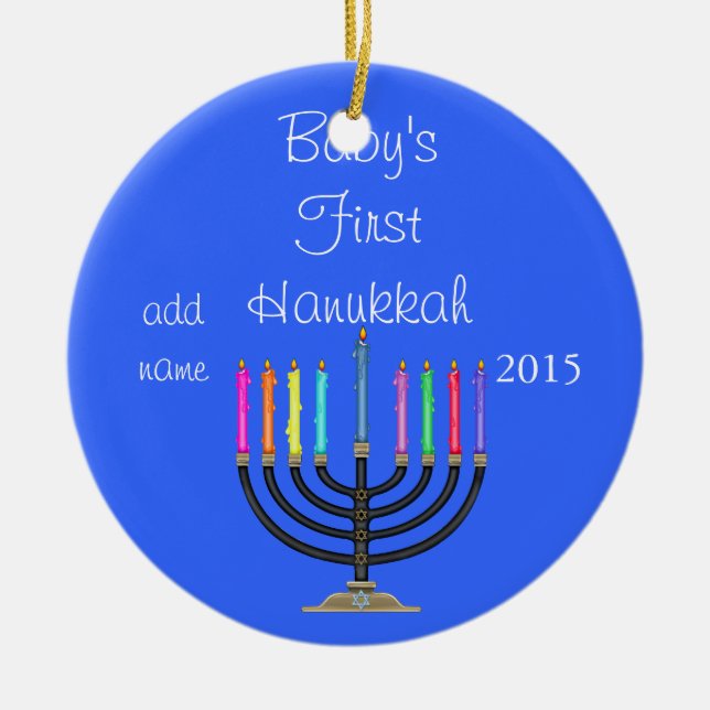 BABY FÖRSTA HANUKKAH prydnad 2015 Julgransprydnad Keramik (Framsidan)