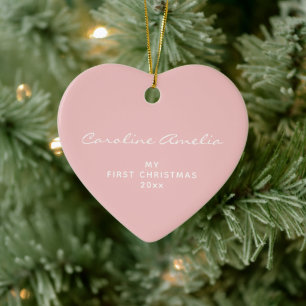 Baby Första jul 2022 Personligens Rosa Julgransprydnad Keramik