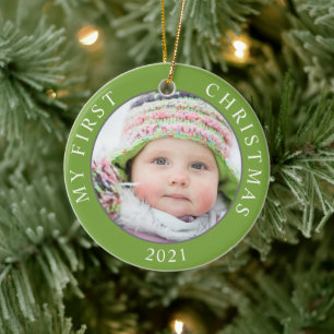 Baby Första jul 2-fotomall Helgdag Julgransprydnad Keramik