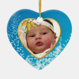 Baby Första jul 2 Sided Heart Julgransprydnad Keramik