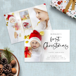 Baby första jul 6-fotoport för Helgdag Julkort