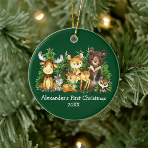 Baby Första jul Animals Hjort Bow Julgransprydnad Keramik