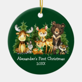 Baby Första jul Animals Hjort Bow Julgransprydnad Keramik