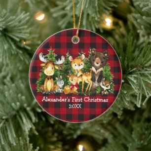 Baby Första jul Animals Hjort Bow Play Julgransprydnad Keramik