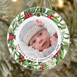 Baby Första jul - anpassa 2 fotografifel Julgransprydnad Keramik
