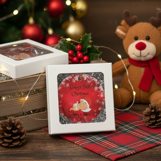 Baby Första jul, anpassa baby namn Julgransprydnad Keramik (Skapare uppladdad)
